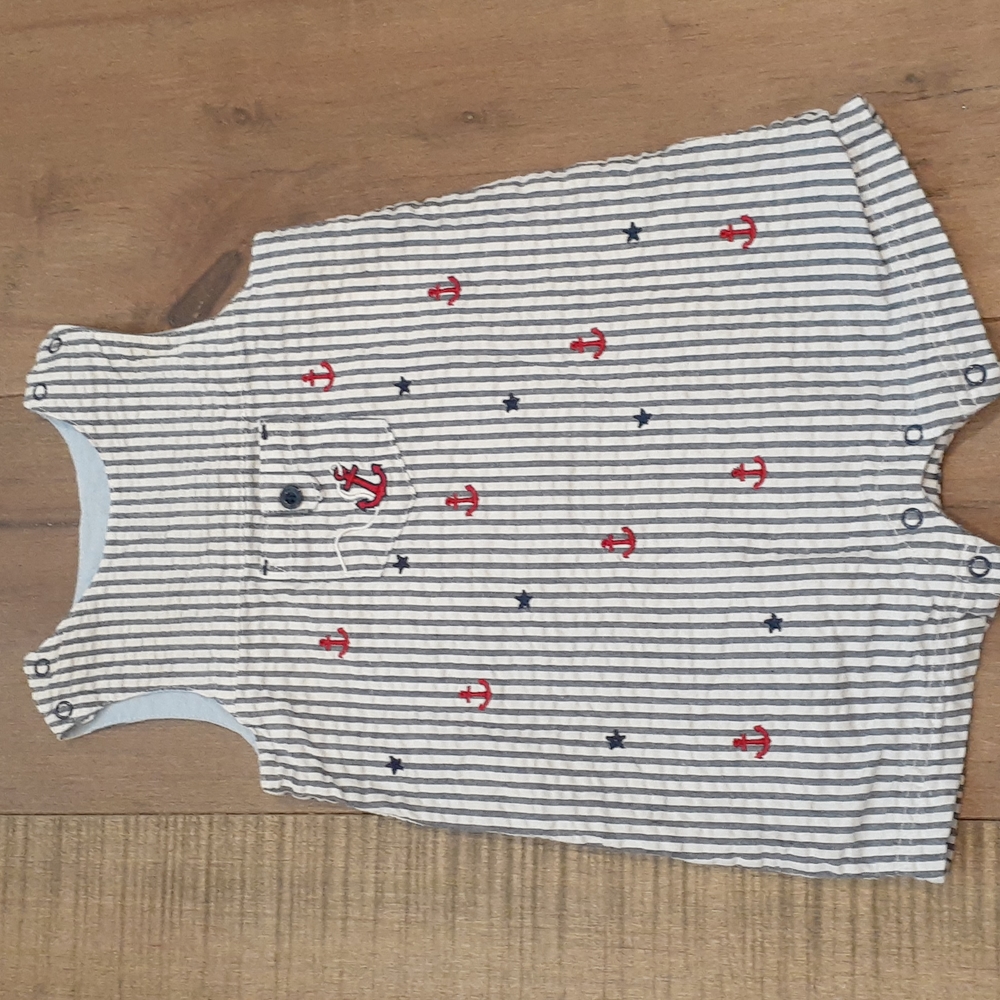 Little Me Nautical Striped Romper w/ Anchors 9M